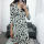 Women Office Style Casual Printed V-neck Dress